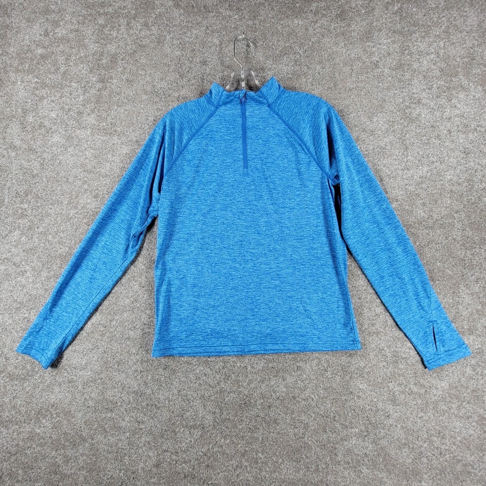 NWT Tek Gear Activewear Top Boys L 14/16 Blue Dry Tek 1/4-Zip Thumbhole Stretch